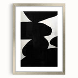 Abstract minimalist wall art framed with a silver mat, showcasing a geometric design that adds a contemporary touch to any interior decor. Perfect for modern spaces.