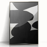 Framed abstract minimalist wall art in silver acrylic, showcasing fluid shapes and subtle gradients, perfect for modern decor. Ideal for enhancing living space aesthetics and adding a touch of elegance.
