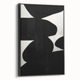 Abstract minimalist wall art print in a sleek black frame, showcasing a modern geometric design with soft color tones, perfect for contemporary home decor.