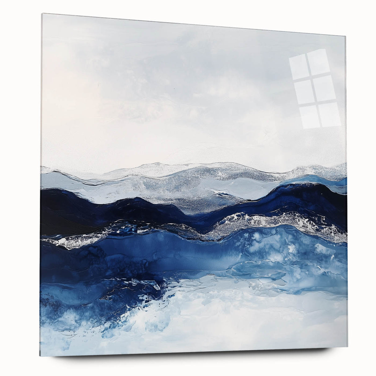 Modern Abstract Wall Art – Navy and Gray Geometric Canvas