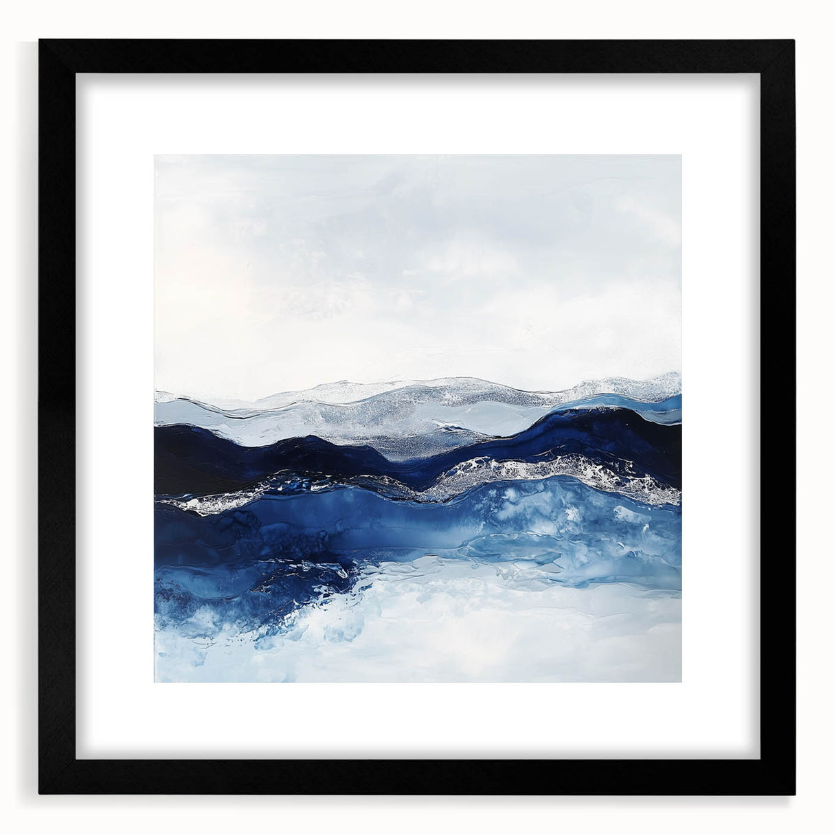 Modern Abstract Wall Art – Navy and Gray Geometric Canvas