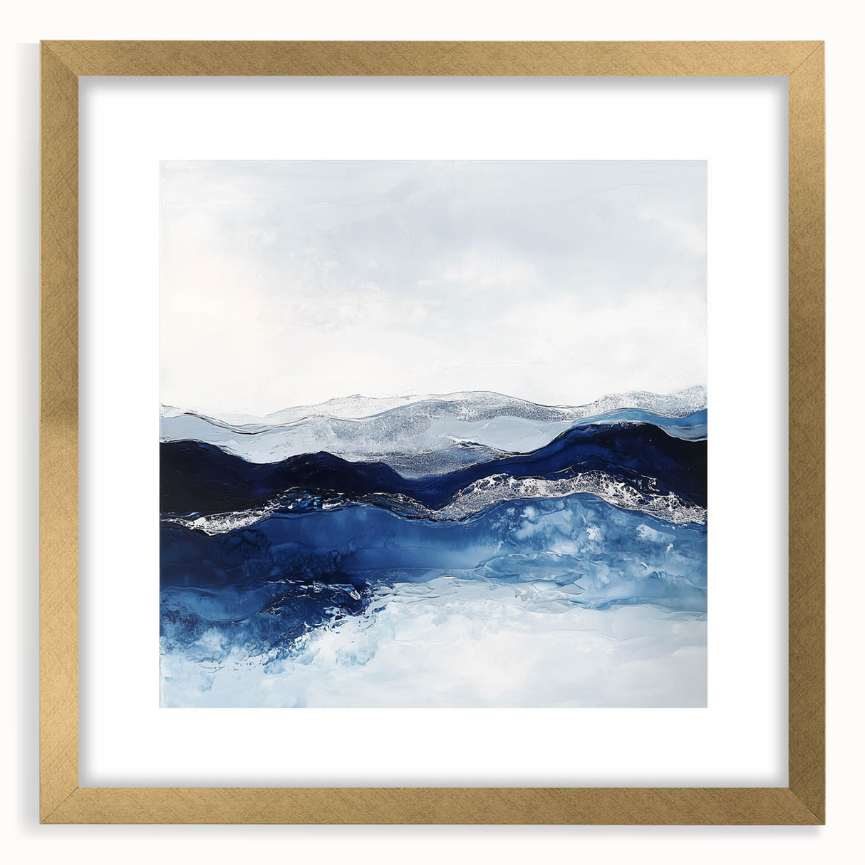 Modern Abstract Wall Art – Navy and Gray Geometric Canvas