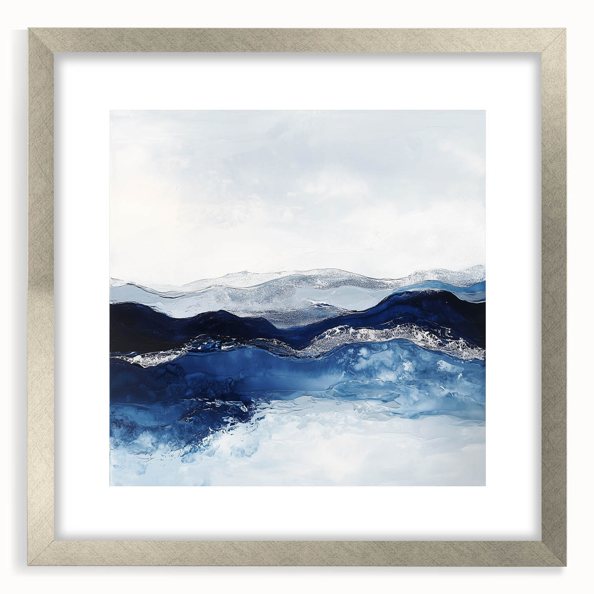 Modern Abstract Wall Art – Navy and Gray Geometric Canvas