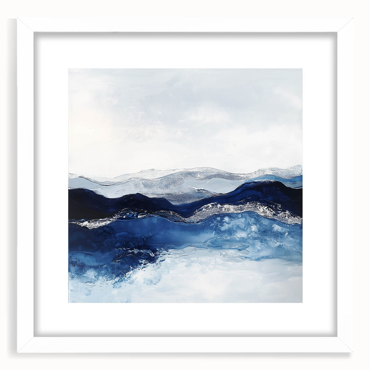 Modern Abstract Wall Art – Navy and Gray Geometric Canvas