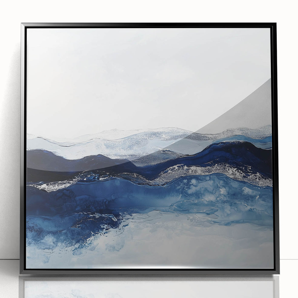 Modern Abstract Wall Art – Navy and Gray Geometric Canvas
