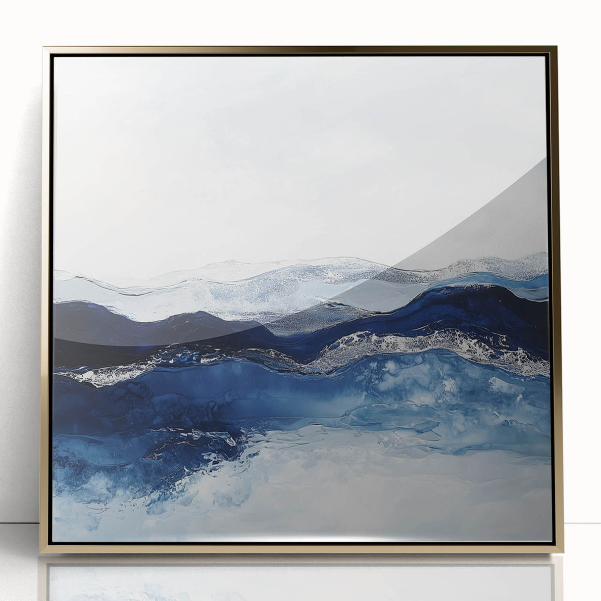 Modern Abstract Wall Art – Navy and Gray Geometric Canvas