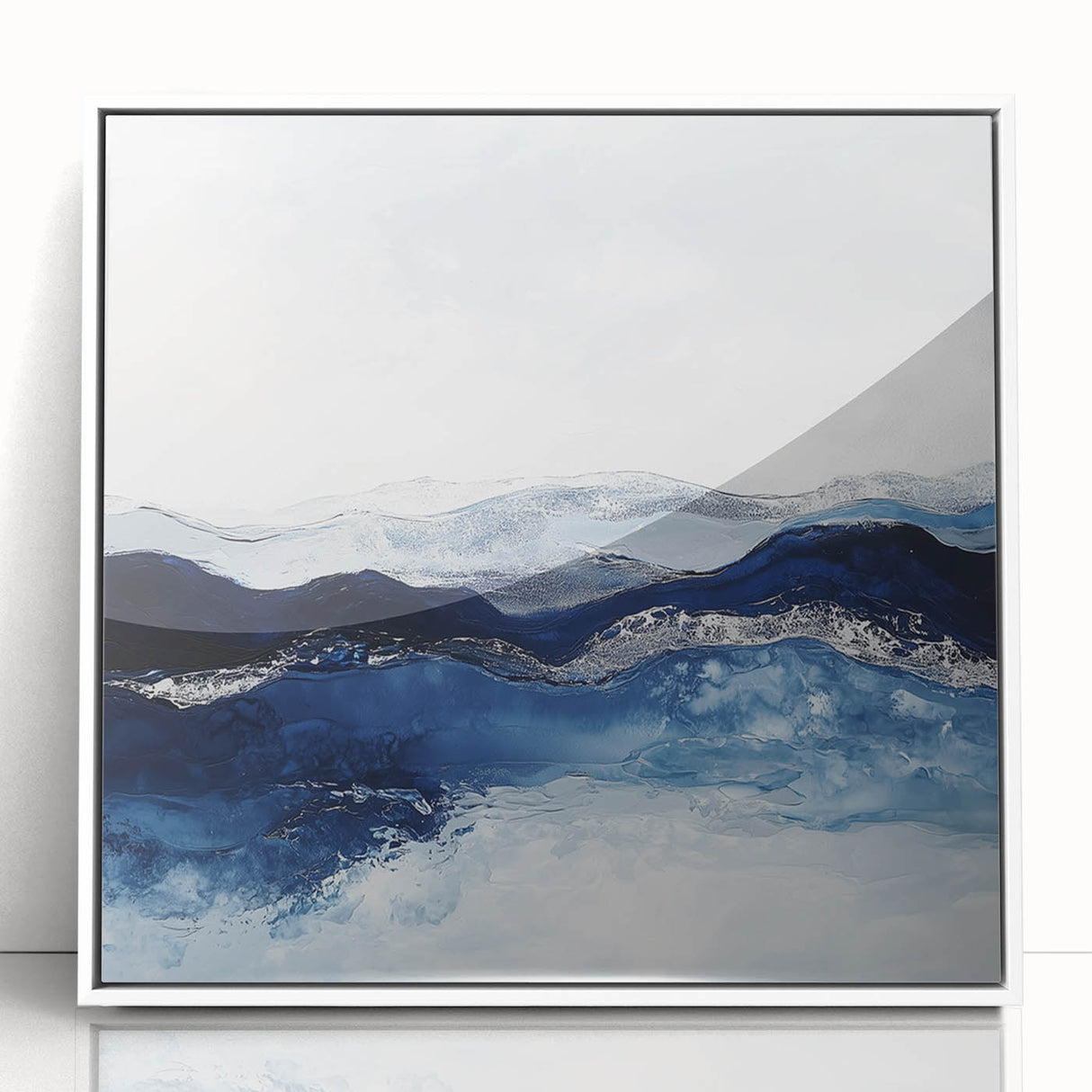 Modern Abstract Wall Art – Navy and Gray Geometric Canvas
