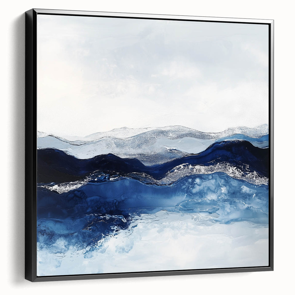 Modern Abstract Wall Art – Navy and Gray Geometric Canvas