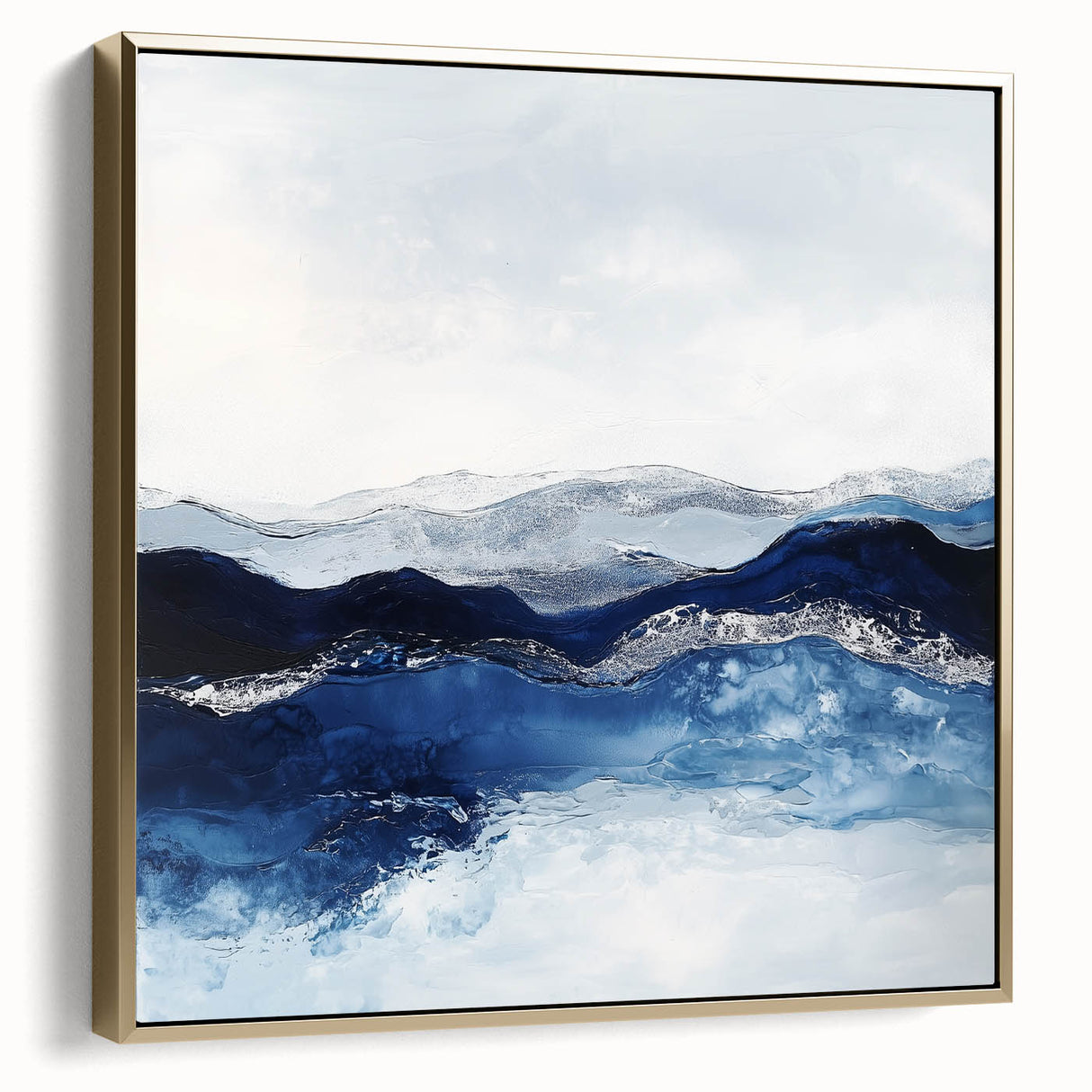 Modern Abstract Wall Art – Navy and Gray Geometric Canvas