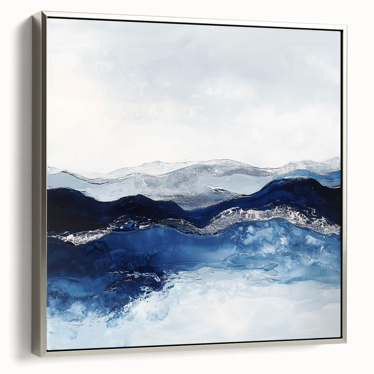 Modern Abstract Wall Art – Navy and Gray Geometric Canvas