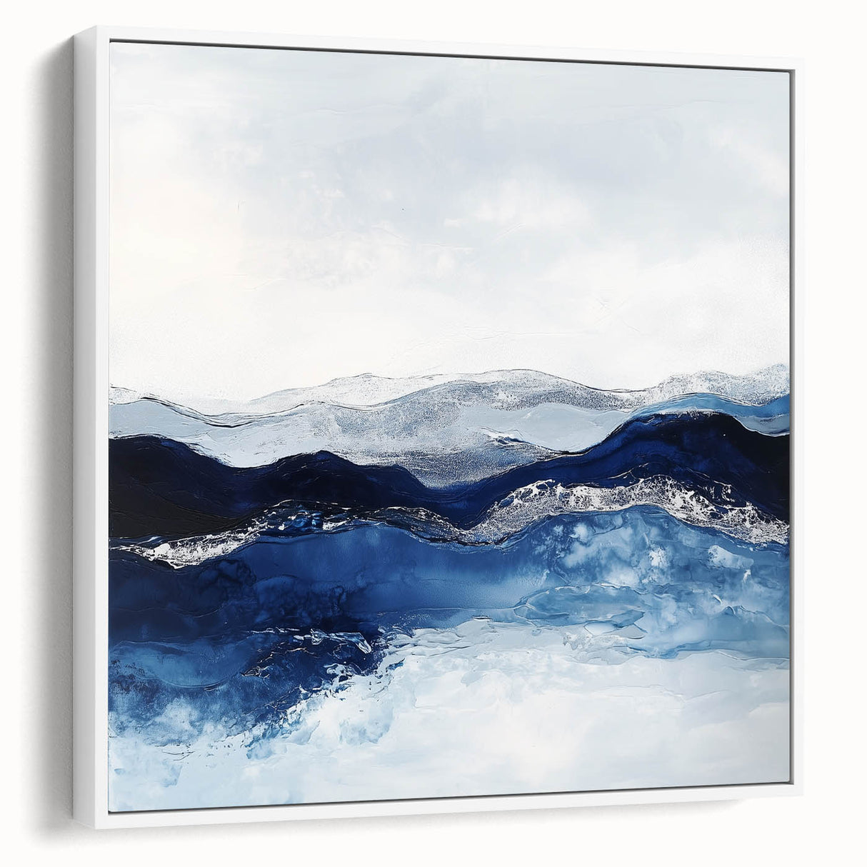 Modern Abstract Wall Art – Navy and Gray Geometric Canvas