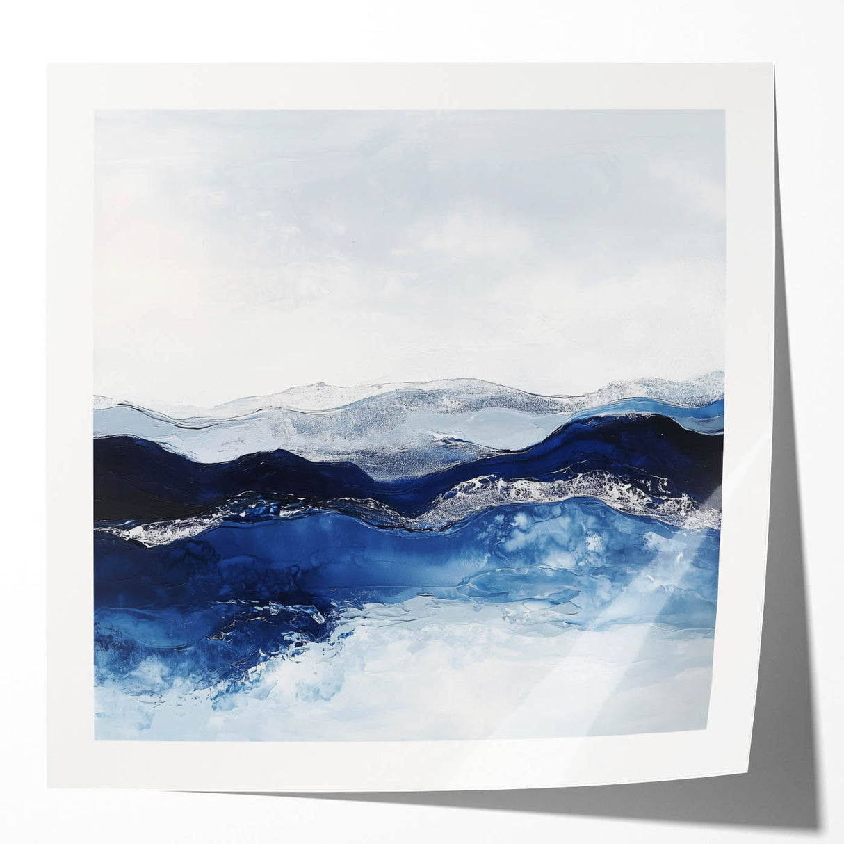 Modern Abstract Wall Art – Navy and Gray Geometric Canvas