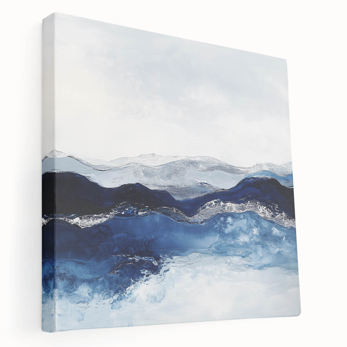 Modern Abstract Wall Art – Navy and Gray Geometric Canvas