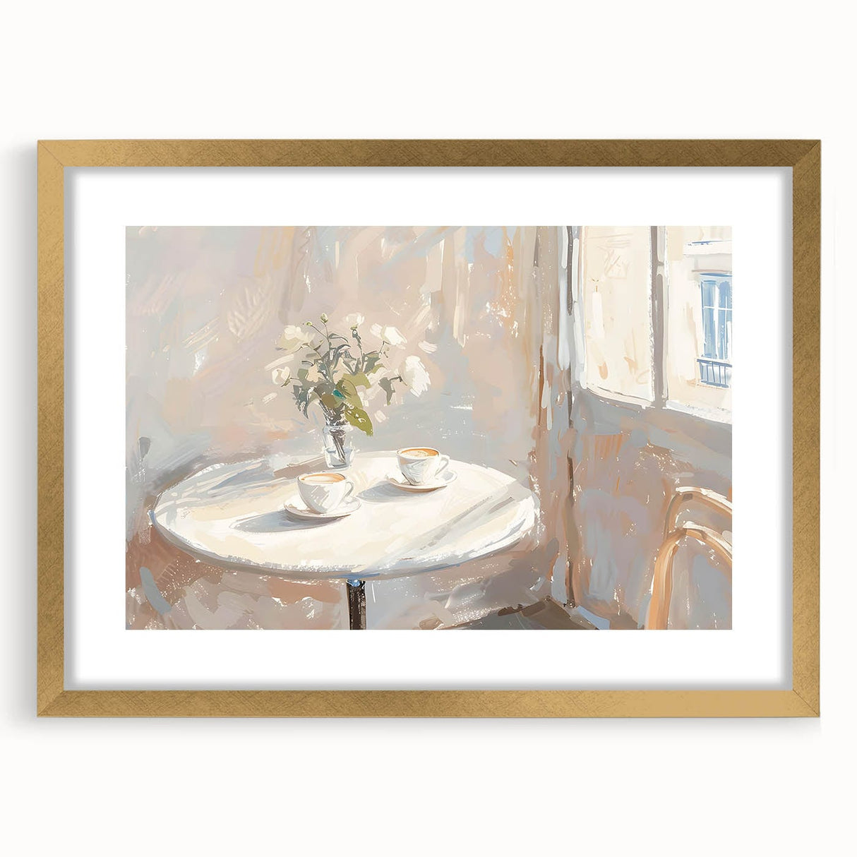Extra large abstract art print with textured design in gold and black, framed with a mat, suitable for living room decor.