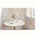 Black and white stretched canvas featuring large wine bottles, ideal for kitchen wall art.