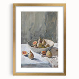 Extra large abstract art print featuring textured fruits in vibrant colors on a gold-framed canvas.