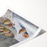 Extra large rolled print featuring a line art design of assorted fruits in monochrome tones.