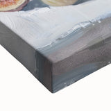 Large art featuring a black and white landscape painting of fruits on stretched canvas, suitable for bedroom wall decor.