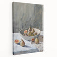 Large stretched canvas featuring an array of vibrant fruits, ideal for kitchen wall art.