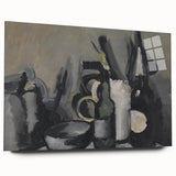Abstract Still Life Wall Art - Modern Black and Gray Bottle Arrangement