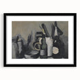 Abstract Still Life Wall Art - Modern Black and Gray Bottle Arrangement