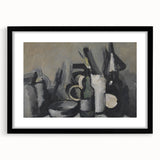 Abstract Still Life Wall Art - Modern Black and Gray Bottle Arrangement