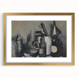 Abstract Still Life Wall Art - Modern Black and Gray Bottle Arrangement
