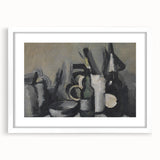 Abstract Still Life Wall Art - Modern Black and Gray Bottle Arrangement