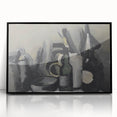 Abstract Still Life Wall Art - Modern Black and Gray Bottle Arrangement