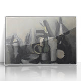 Abstract Still Life Wall Art - Modern Black and Gray Bottle Arrangement