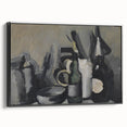 Abstract Still Life Wall Art - Modern Black and Gray Bottle Arrangement