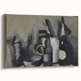 Abstract Still Life Wall Art - Modern Black and Gray Bottle Arrangement