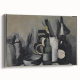 Abstract Still Life Wall Art - Modern Black and Gray Bottle Arrangement