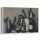 Abstract Still Life Wall Art - Modern Black and Gray Bottle Arrangement