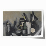 Abstract Still Life Wall Art - Modern Black and Gray Bottle Arrangement