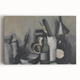 Abstract Still Life Wall Art - Modern Black and Gray Bottle Arrangement