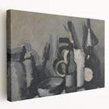Abstract Still Life Wall Art - Modern Black and Gray Bottle Arrangement