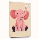 Adorable Pink Elephant Girls Room Wall Art – Kids Room Print