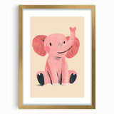 Adorable Pink Elephant Girls Room Wall Art – Kids Room Print