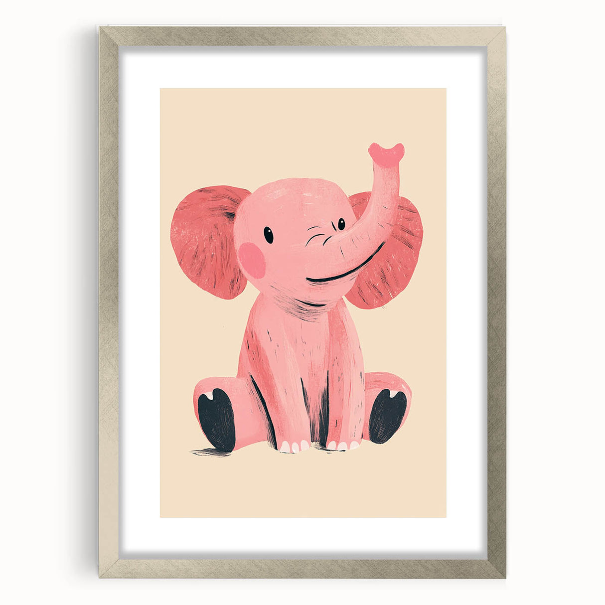 Adorable Pink Elephant Girls Room Wall Art – Kids Room Print