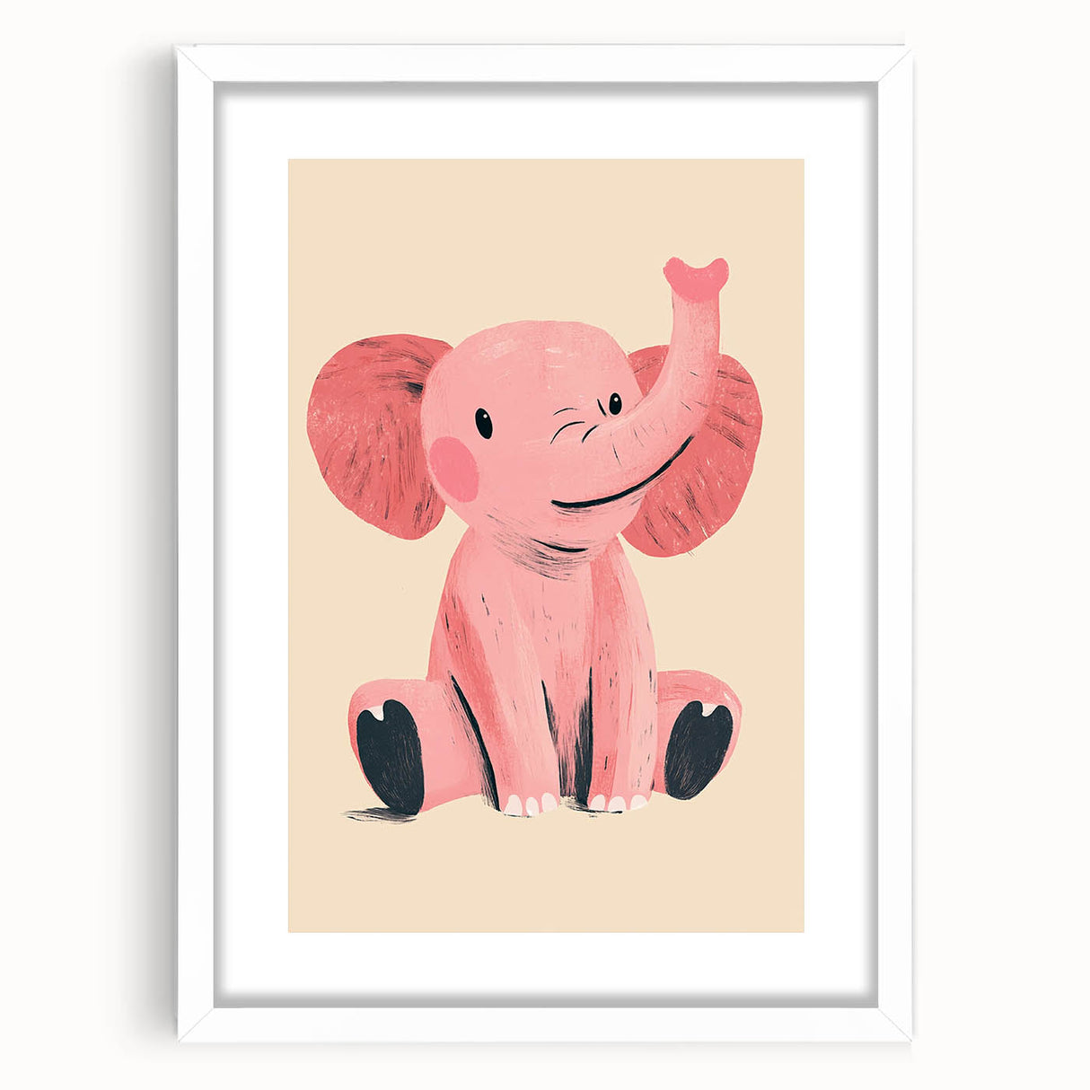 Adorable Pink Elephant Girls Room Wall Art – Kids Room Print