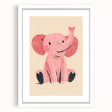Adorable Pink Elephant Girls Room Wall Art – Kids Room Print