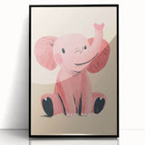 Adorable Pink Elephant Girls Room Wall Art – Kids Room Print