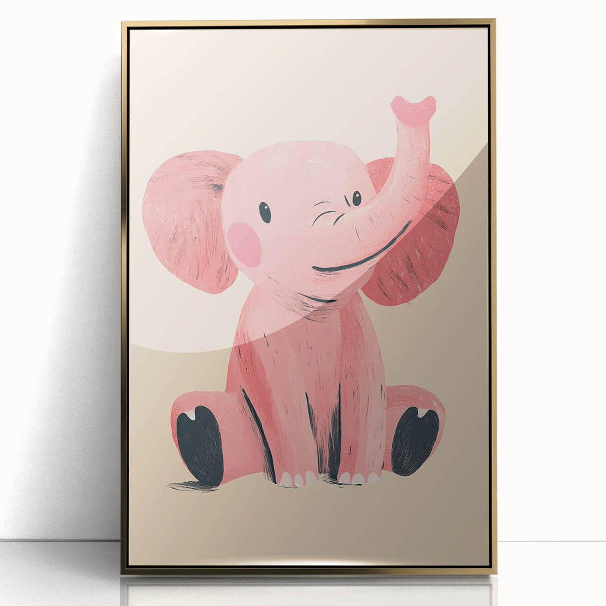 Adorable Pink Elephant Girls Room Wall Art – Kids Room Print