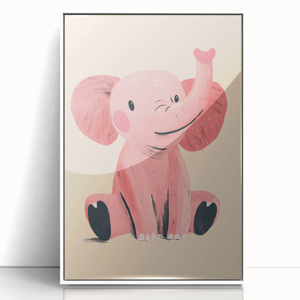 Adorable Pink Elephant Girls Room Wall Art – Kids Room Print