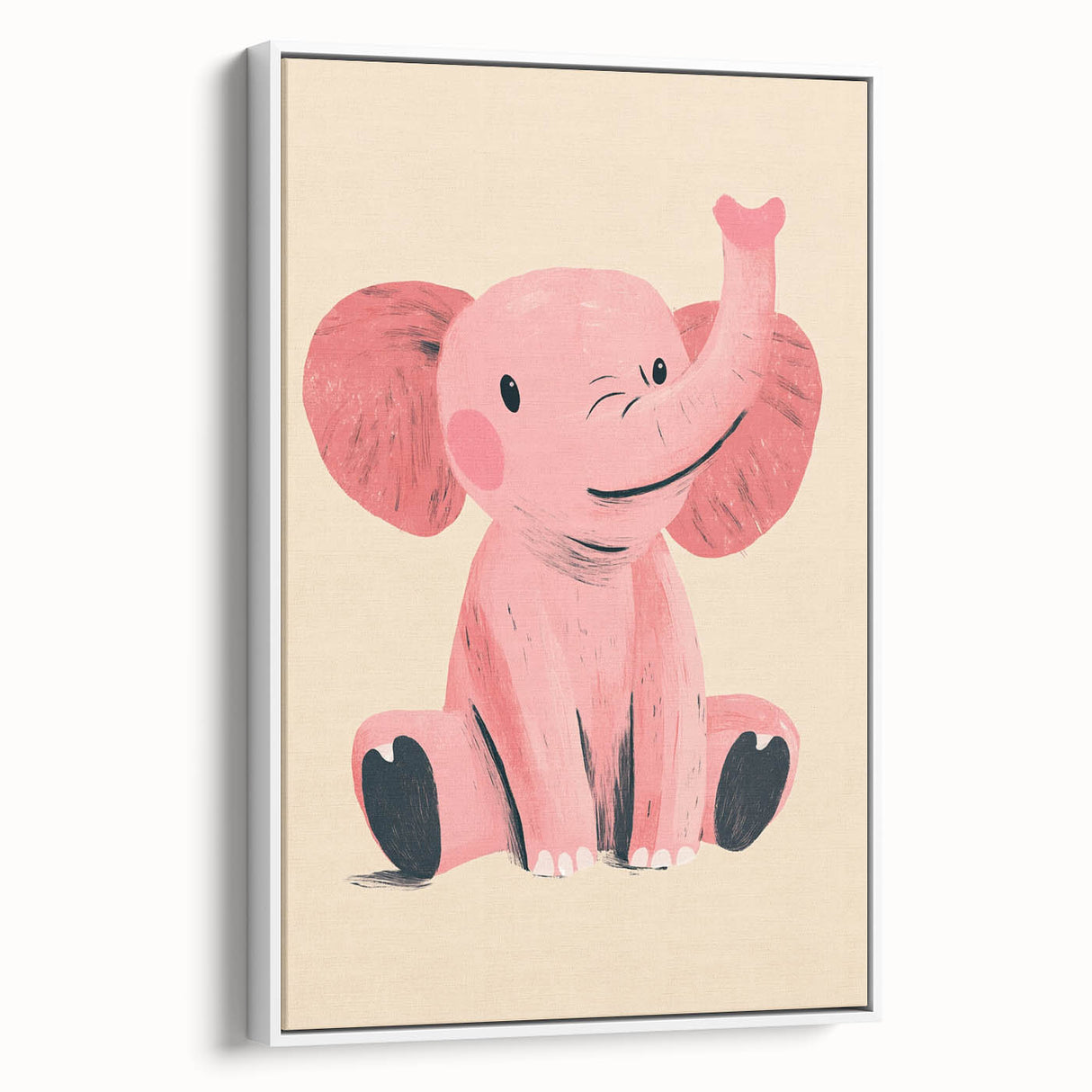 Adorable Pink Elephant Girls Room Wall Art – Kids Room Print