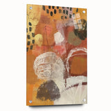 Large abstract wall art depicting fall colors on acrylic glass, suitable for bedroom or dining room decor.