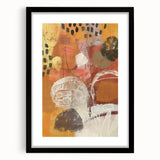 Abstract art print depicting colorful, textured fall scenery on a large canvas, ideal for living room decor.