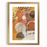 Extra large abstract art print depicting textured fall scenery in gold frame, ideal for living room decor.