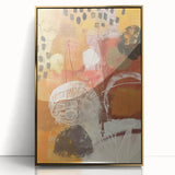 Framed acrylic print of a mid-century modernist fall landscape, featuring warm gold and orange tones.
